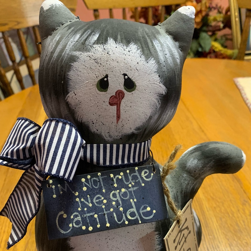 Adorable Kitty Cat Door Stop - I’m Not Rude I’ve Got Cattitude!